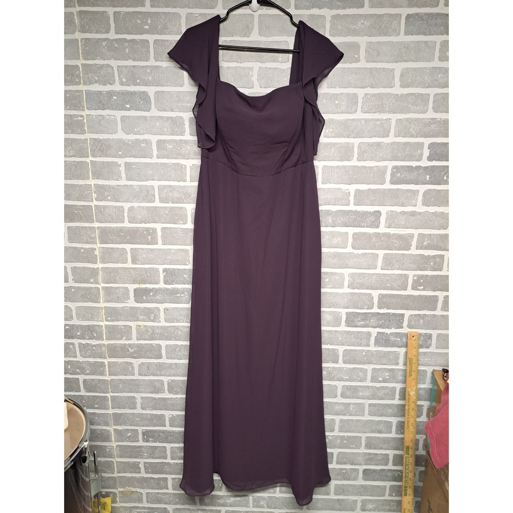Bill LEVKOFF Womens Plum Party Night Flutter Sleeve Chiffon Dress A-Line Size 14